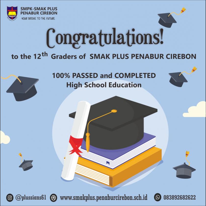 CONGRATULATIONS FOR 100% PASSED & COMPLETED HIGH SCHOOL EDUCATION (THE 12th GRADERS OF SMAK PLUS PENABUR CIREBON)